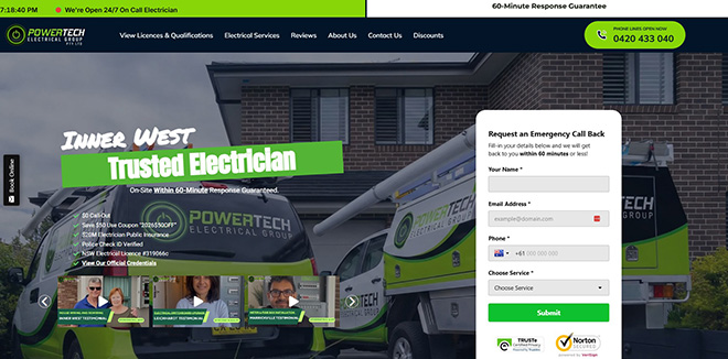 Powertech Electrical website