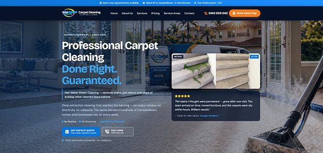 Total Carpet Cleaning website