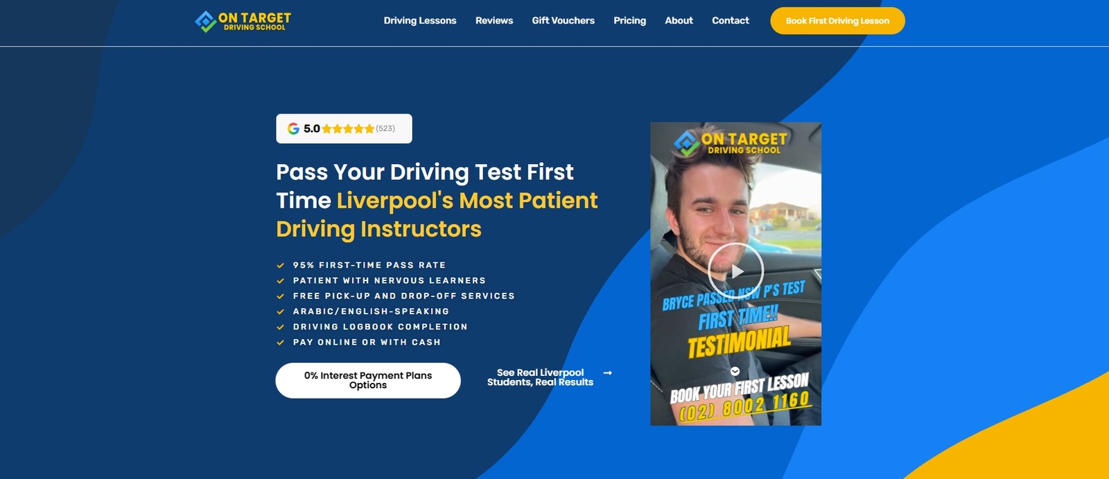 On Target Driving School website